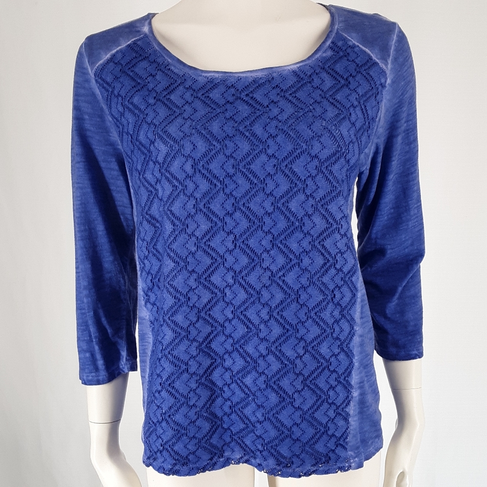 Chico's | 3/4 Sleeve Lace Overlay Blouse